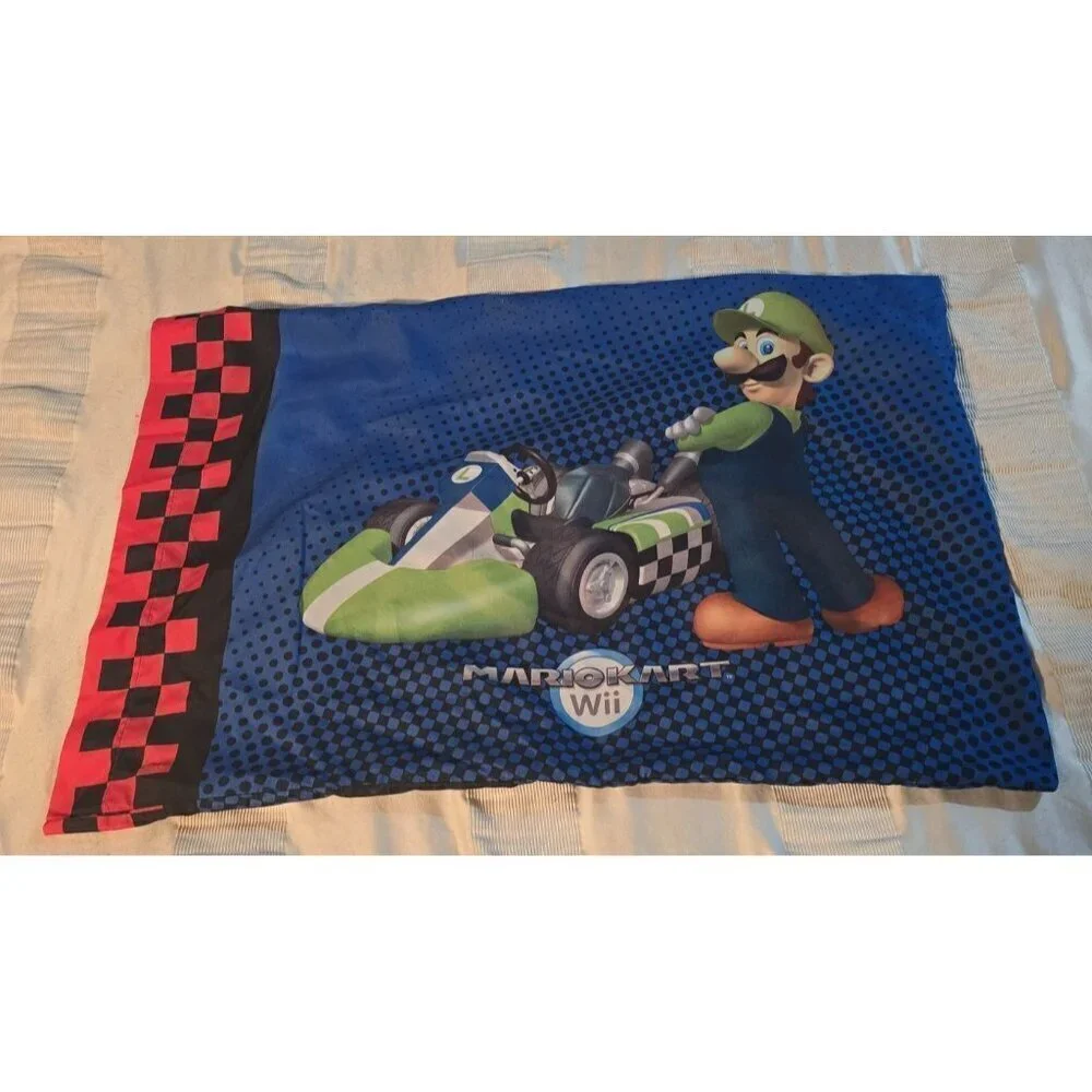 Nintendo Wii Mario Kart Standard Pillowcase Mario Luigi - Picture 11 of 12